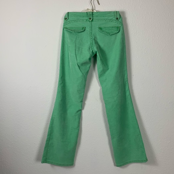 RARE Vintage LEI Originals sea-foam green corduroy Flare Jeans Sz 3 juniors boho - Picture 4 of 12